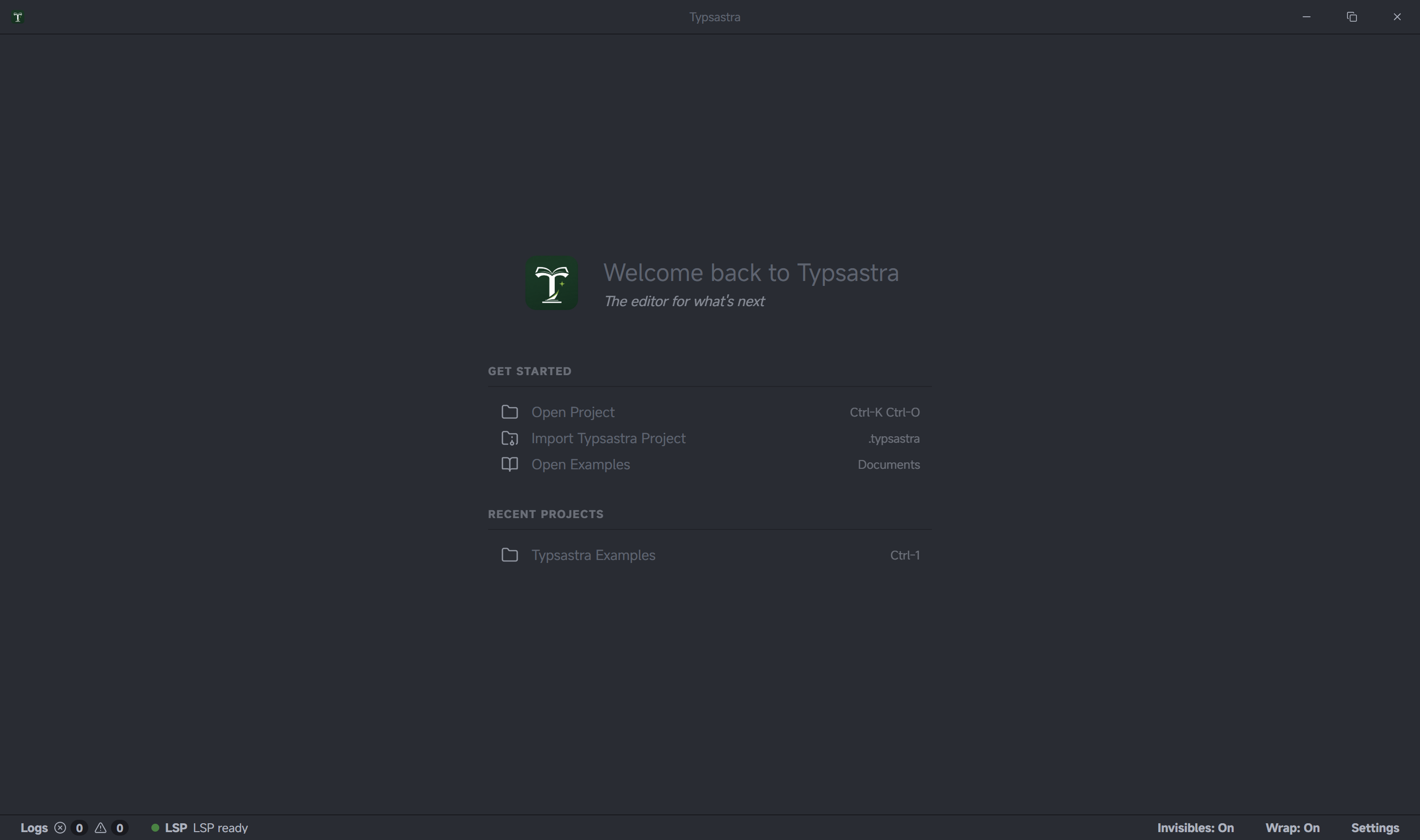The Typsastra welcome screen on an everyday computer